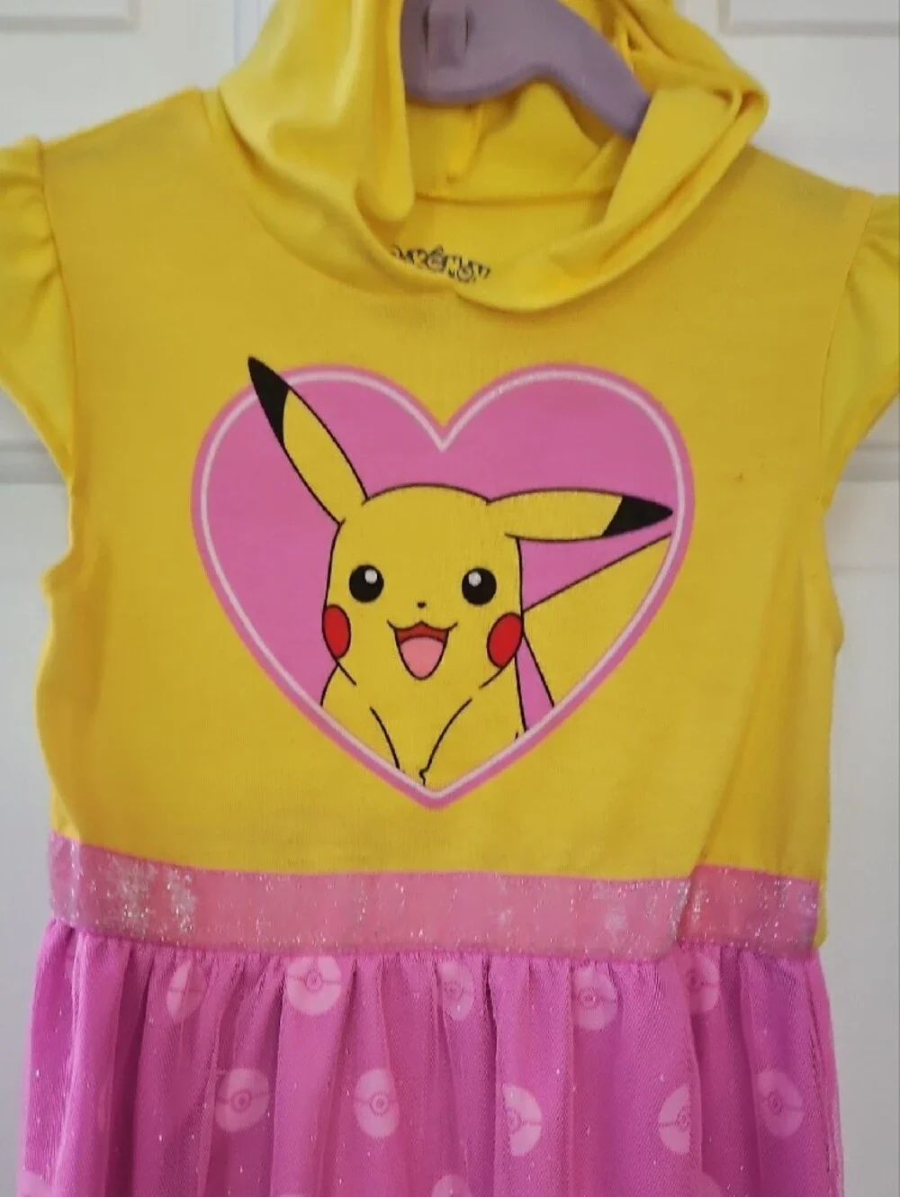 Pokemon Yellow & Pink Pikachu Heart Hooded Dress